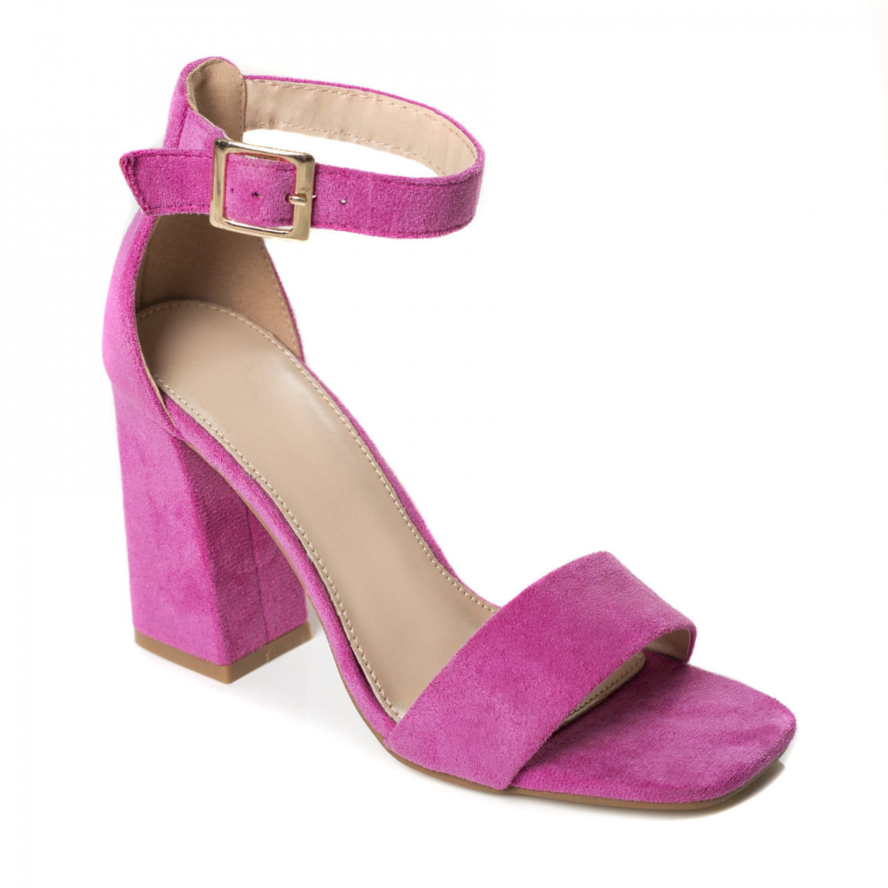 sandale cu toc azura piele ecologica intoarsa fuchsia~10158