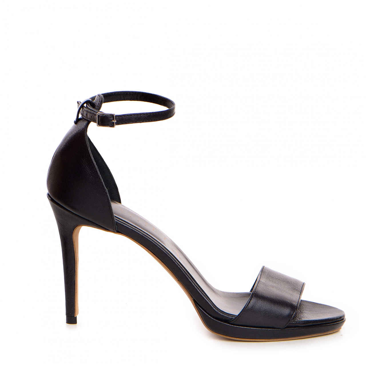 Poze Sandale Viena cu toc mic, piele naturala, negre