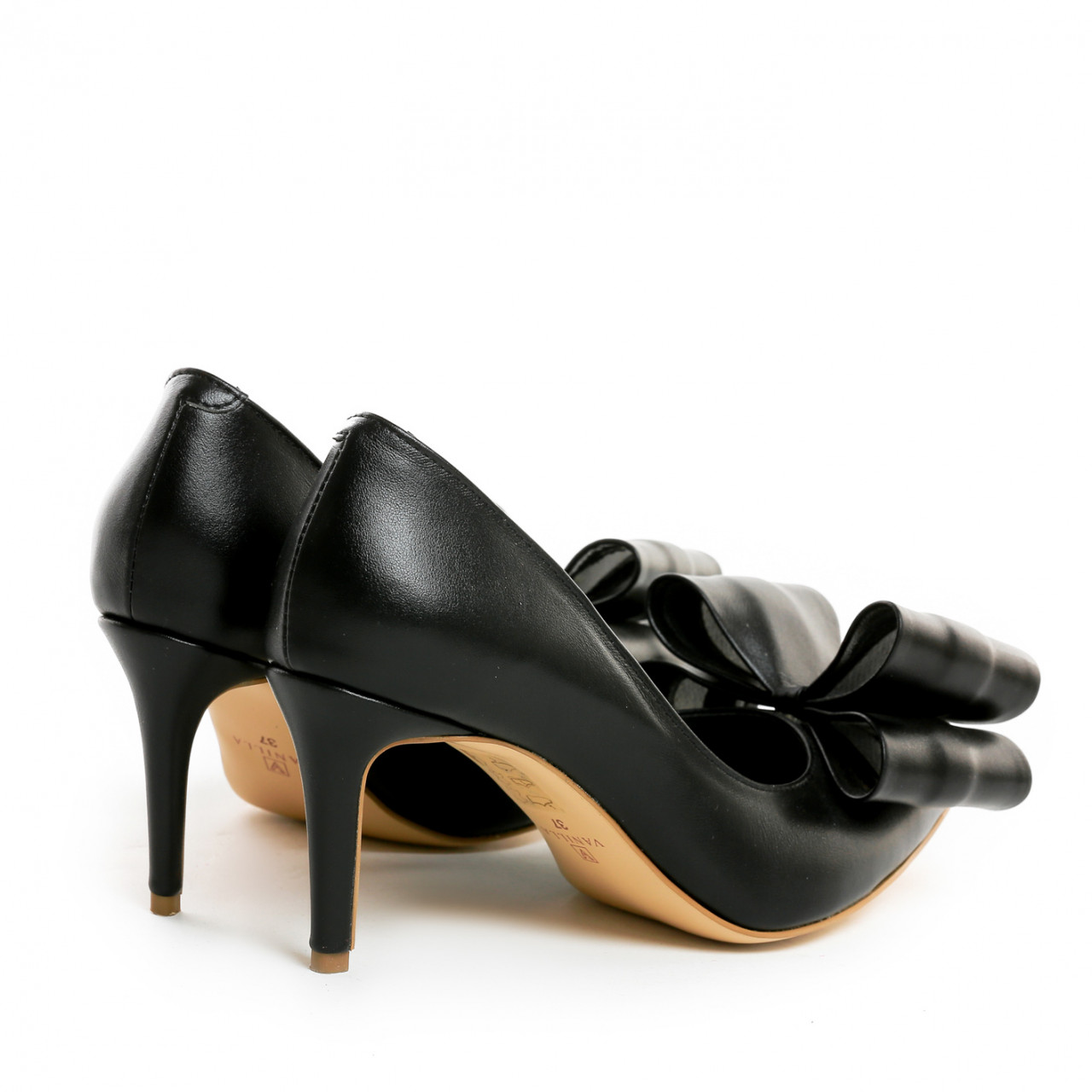 Poze Pantofi Stiletto cu toc subtire Sophie, piele naturala, negri