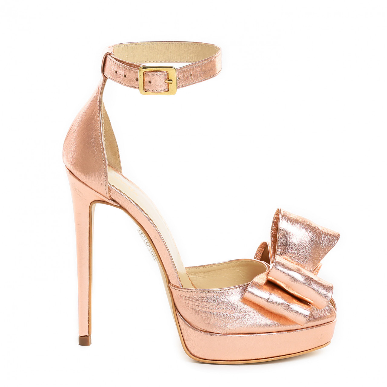 Poze Sandale Beijing cu fundita, piele naturala, sampanie