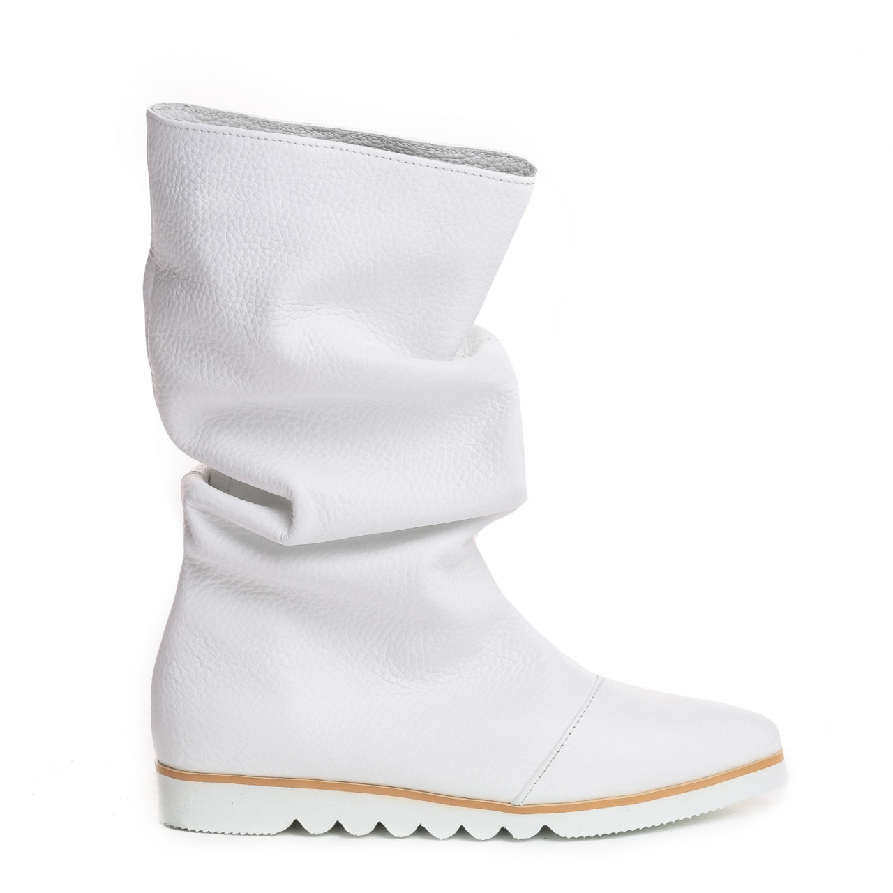 Poze Cizme joase din piele bizonata Mara White
