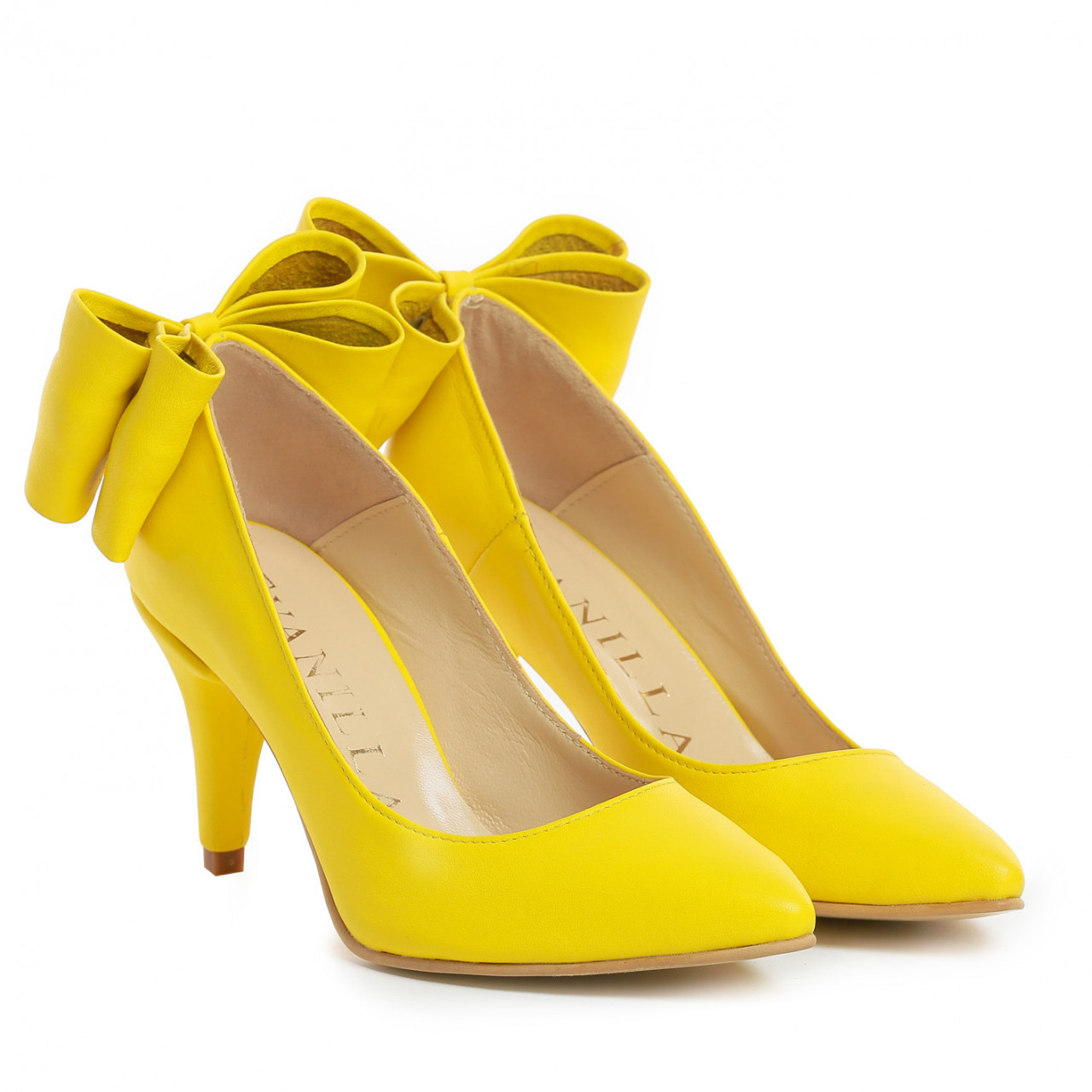 Pantofi Stiletto cu toc Cleopatra Yellow Toc mic