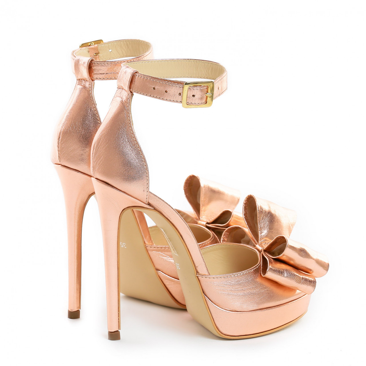 Poze Sandale Beijing cu fundita, piele naturala, sampanie