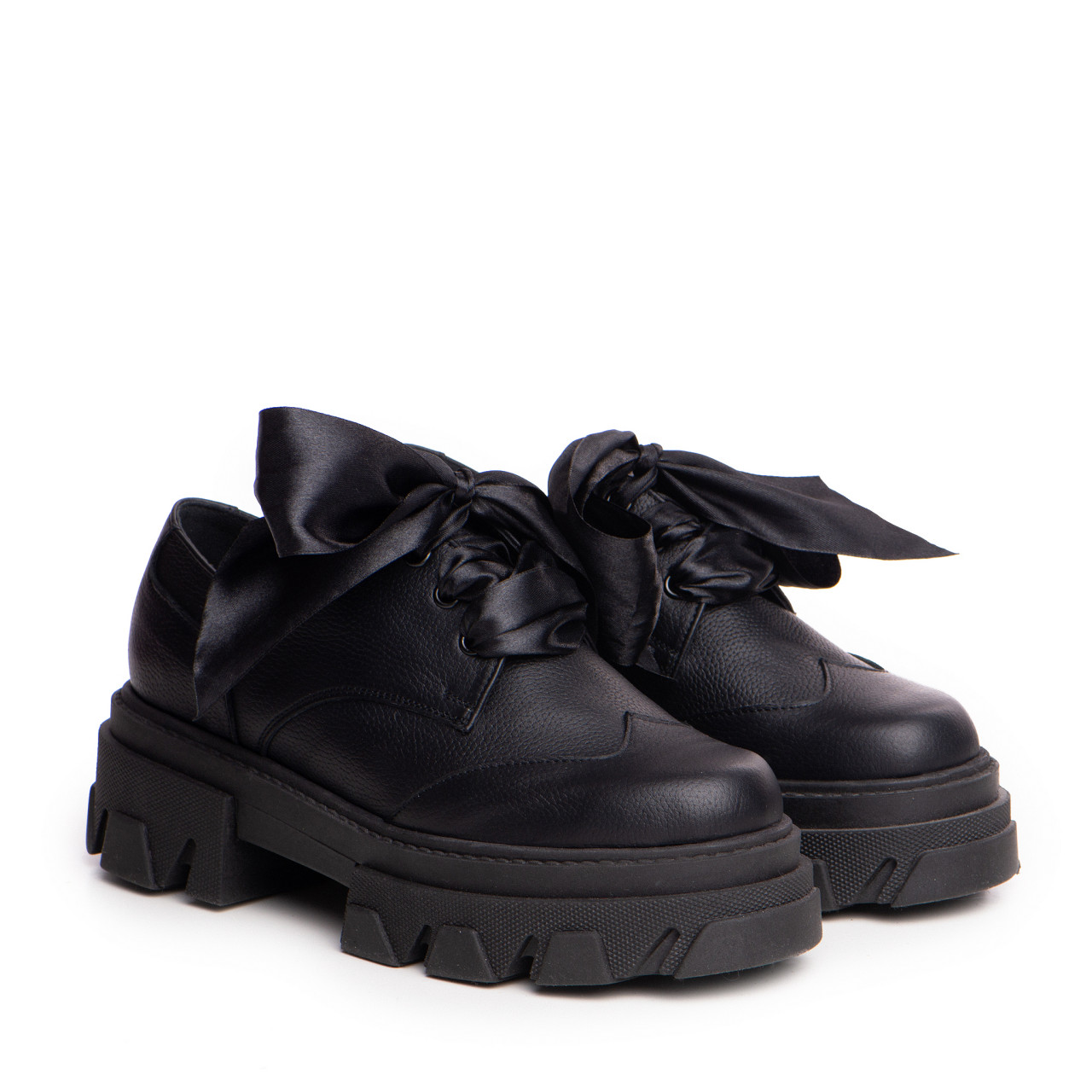 Pantofi Casual Esra din piele naturala negra cu textura bizonata