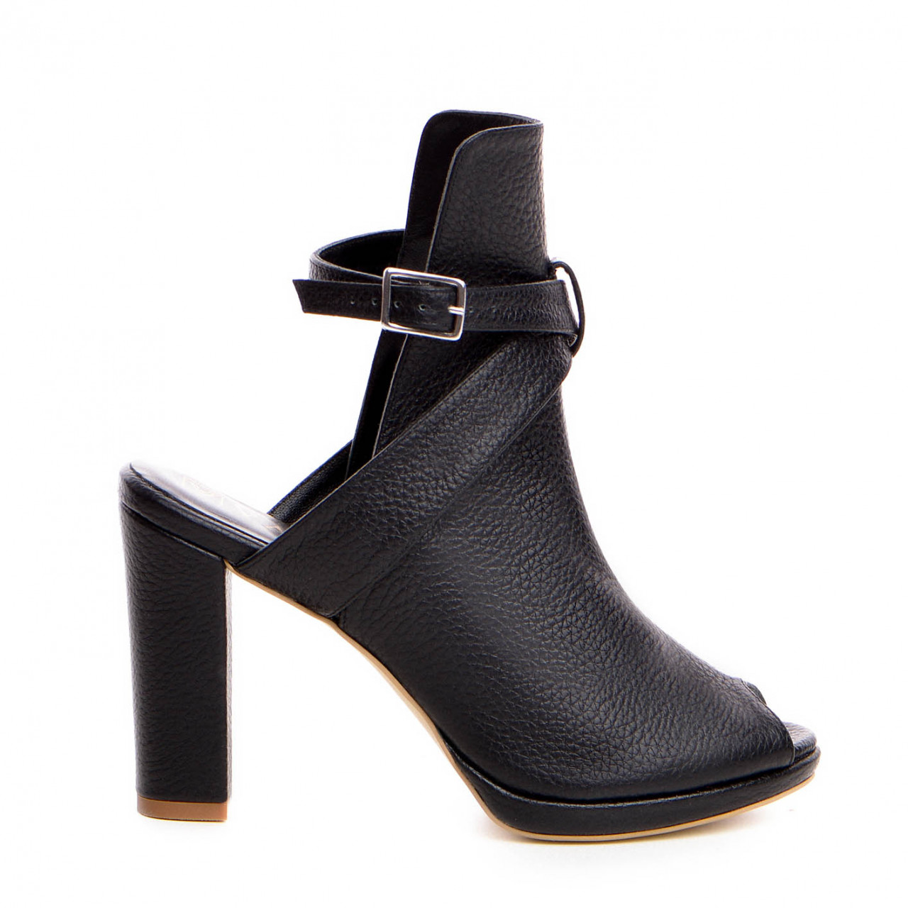 Poze Sandale Pago cu toc gros, piele naturala bizonata, negre