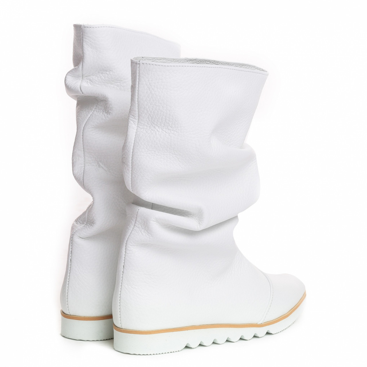 Poze Cizme joase din piele bizonata Mara White
