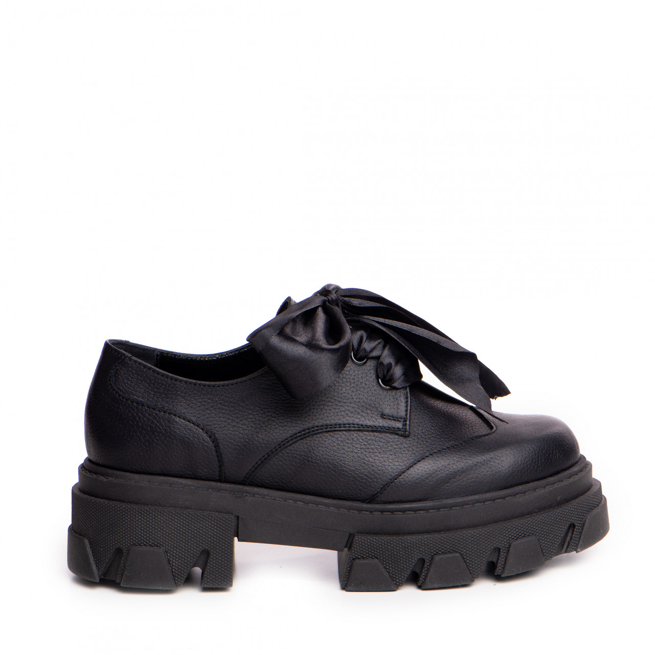 Poze Pantofi Casual Esra din piele naturala negra cu textura bizonata