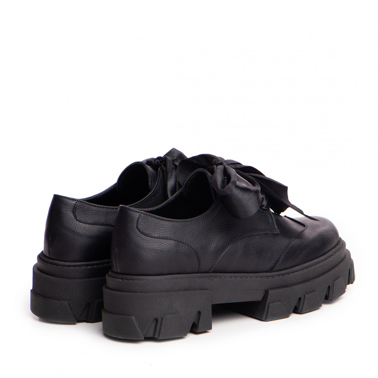 Poze Pantofi Casual Esra din piele naturala negra cu textura bizonata