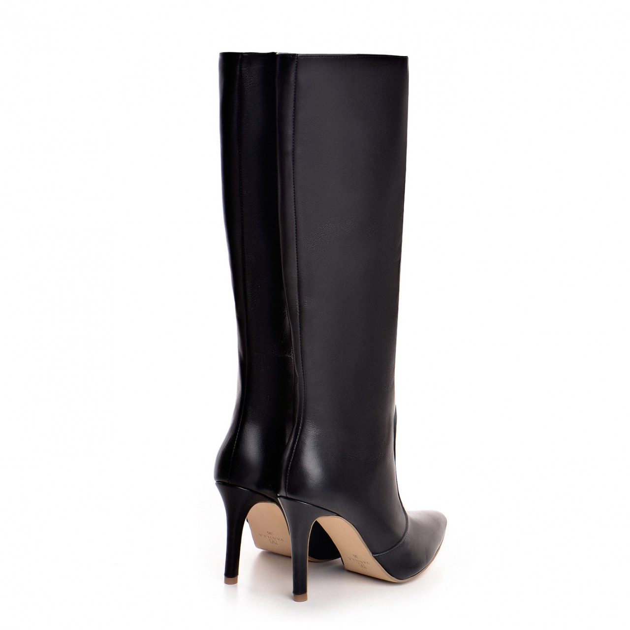 Poze Cizme Valerie cu toc subtire, piele naturala, negre