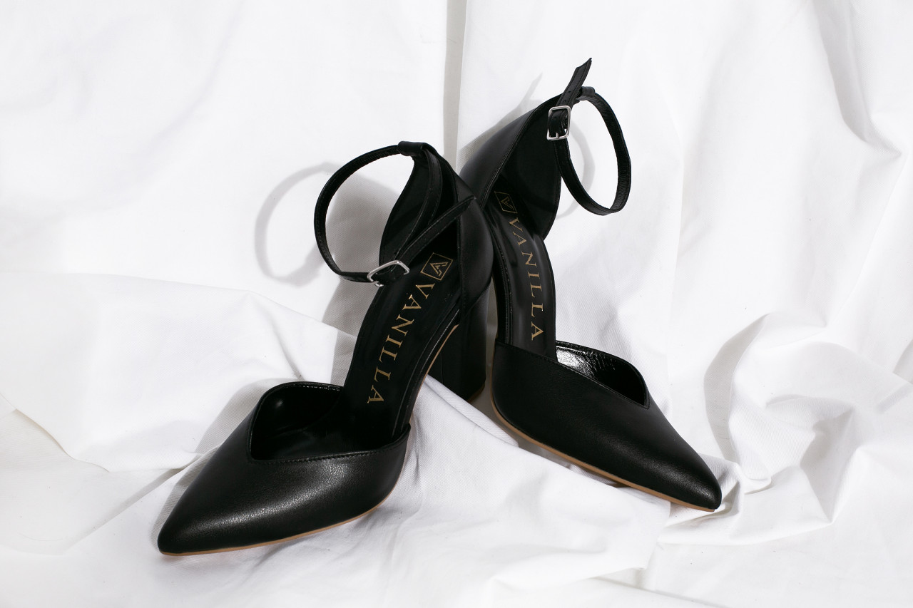 Poze Pantofi Stiletto cu toc Anna din piele neteda neagra