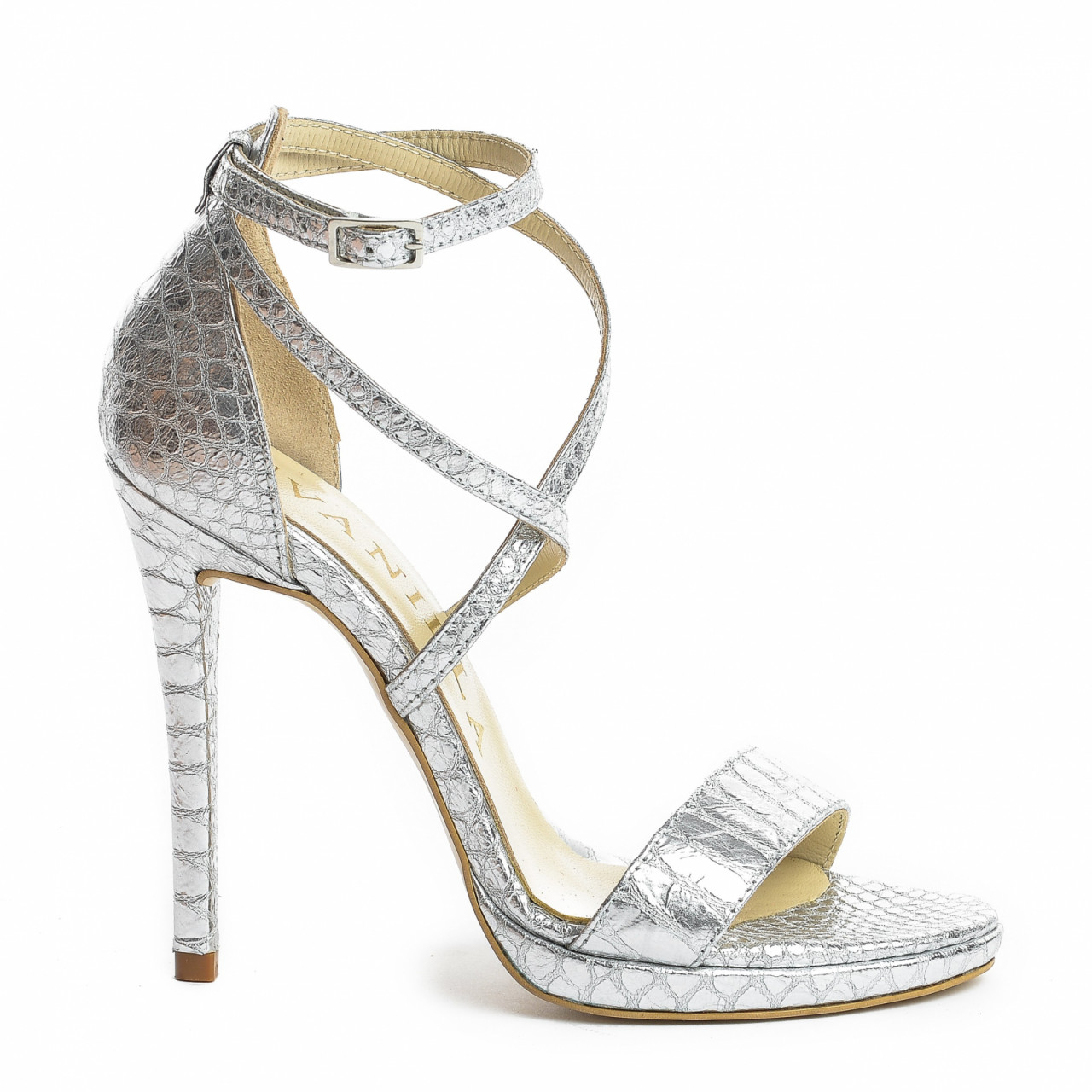 Poze Sandale Antonia imprimeu sarpe, argintii