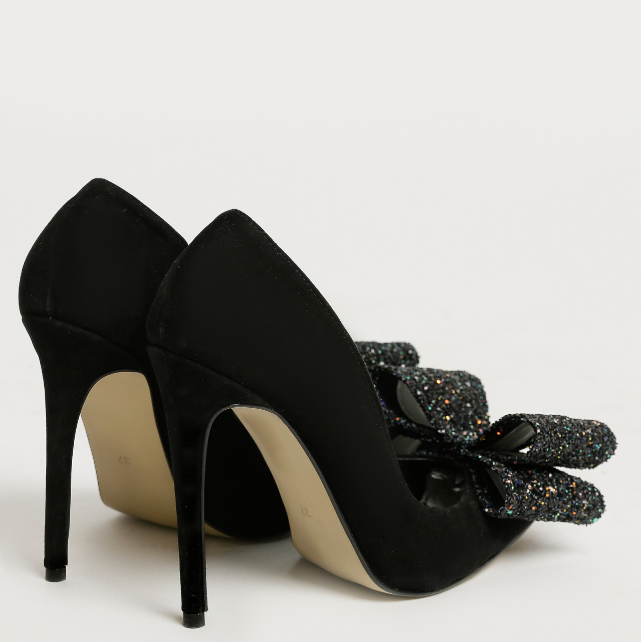 Poze Pantofi Stiletto cu toc Catrina piele naturala intoarsa, negri