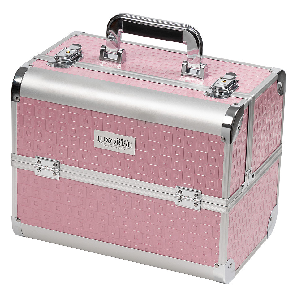 Geanta Makeup din Aluminiu, Pretty Pink – LUXORISE pensulemachiaj