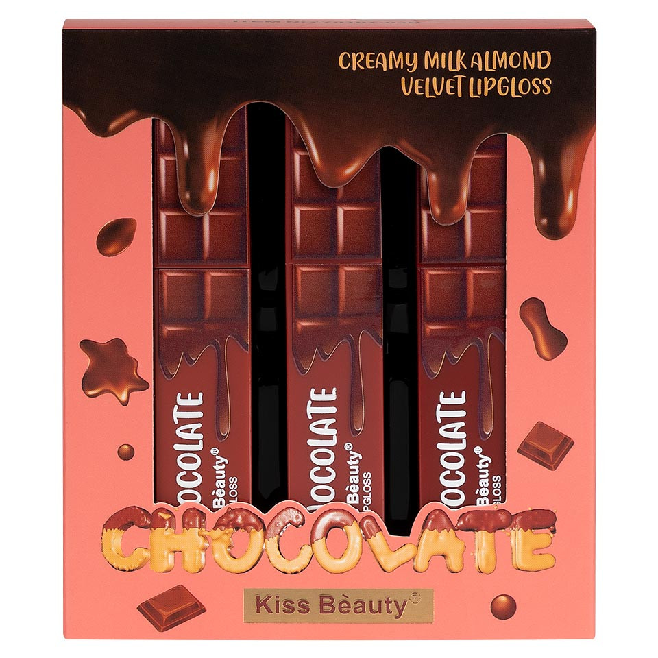 Set 3 Rujuri Lichide Mate Chocolate Kiss Beauty Velvet Lipgloss #02 #02 imagine pret reduceri