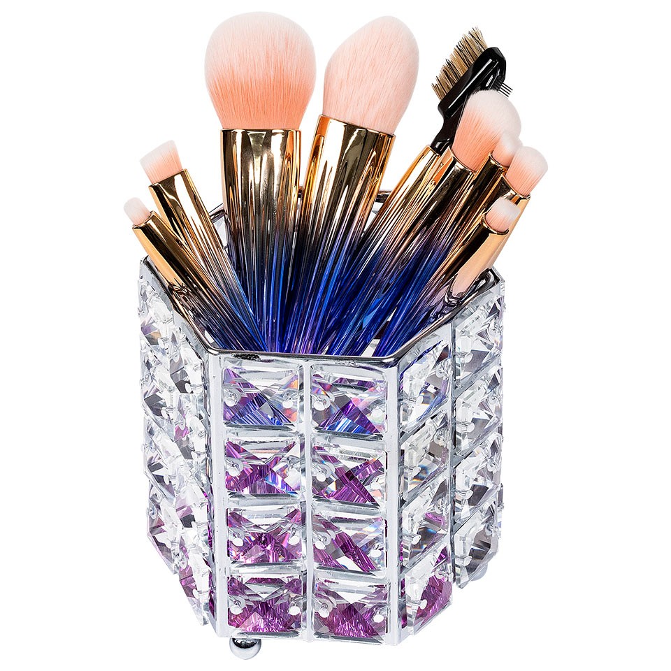 Set 10 pensule Rainbow Shell LUXORISE + Suport Pensule Machiaj Crystal LUXORISE LUXORISE