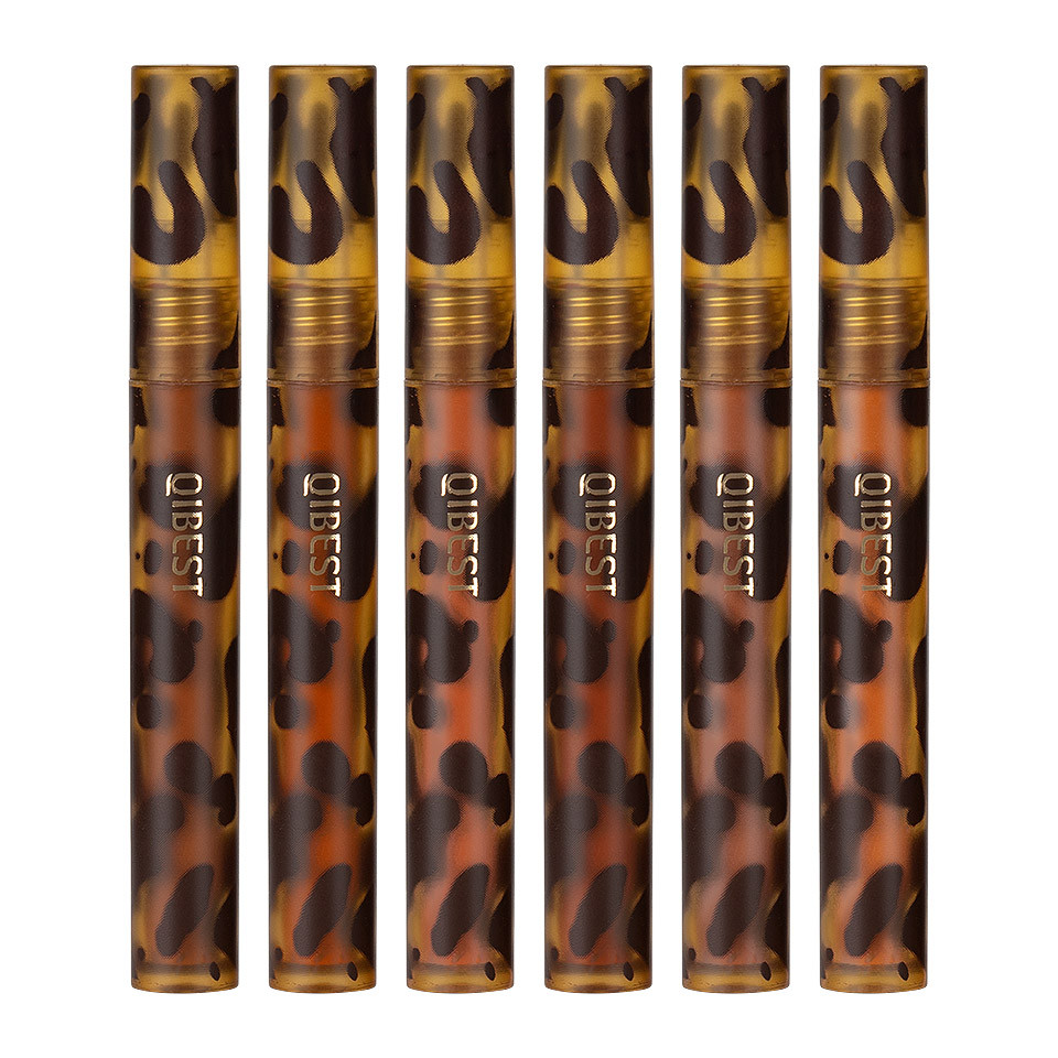 Set 6 Rujuri Lichide Mate Qibest Leopard Print Non-Stick ColorLip Gloss #01 pensulemachiaj imagine noua