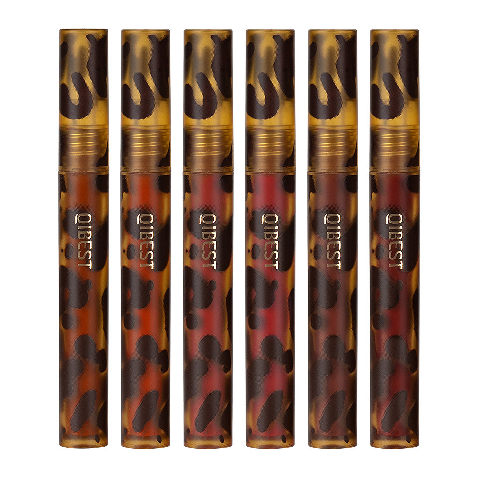 Set 6 Rujuri Lichide Mate Qibest Leopard Print Non-Stick ColorLip Gloss #02 #02 imagine pret reduceri
