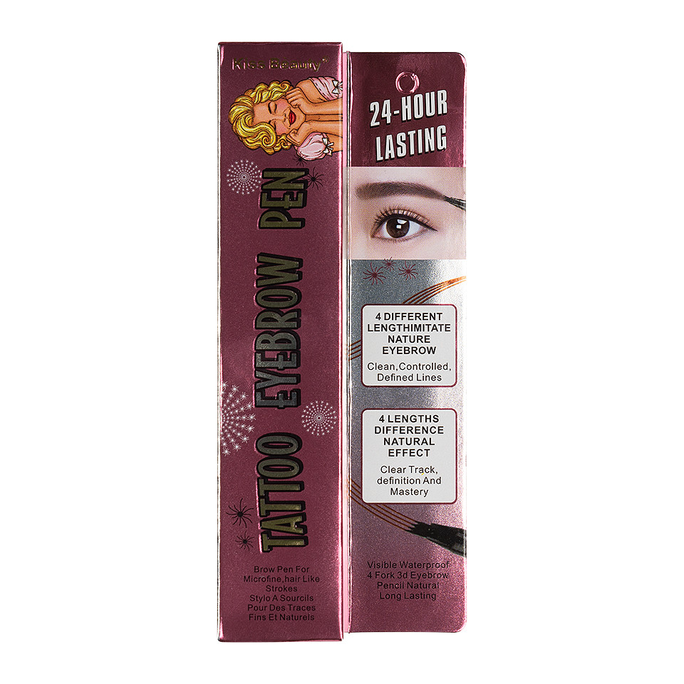 Creion Sprancene cu Efect de Microblading Kiss Beauty Tattoo Eyebrow Pen, Dark Brown - 2 | YEO