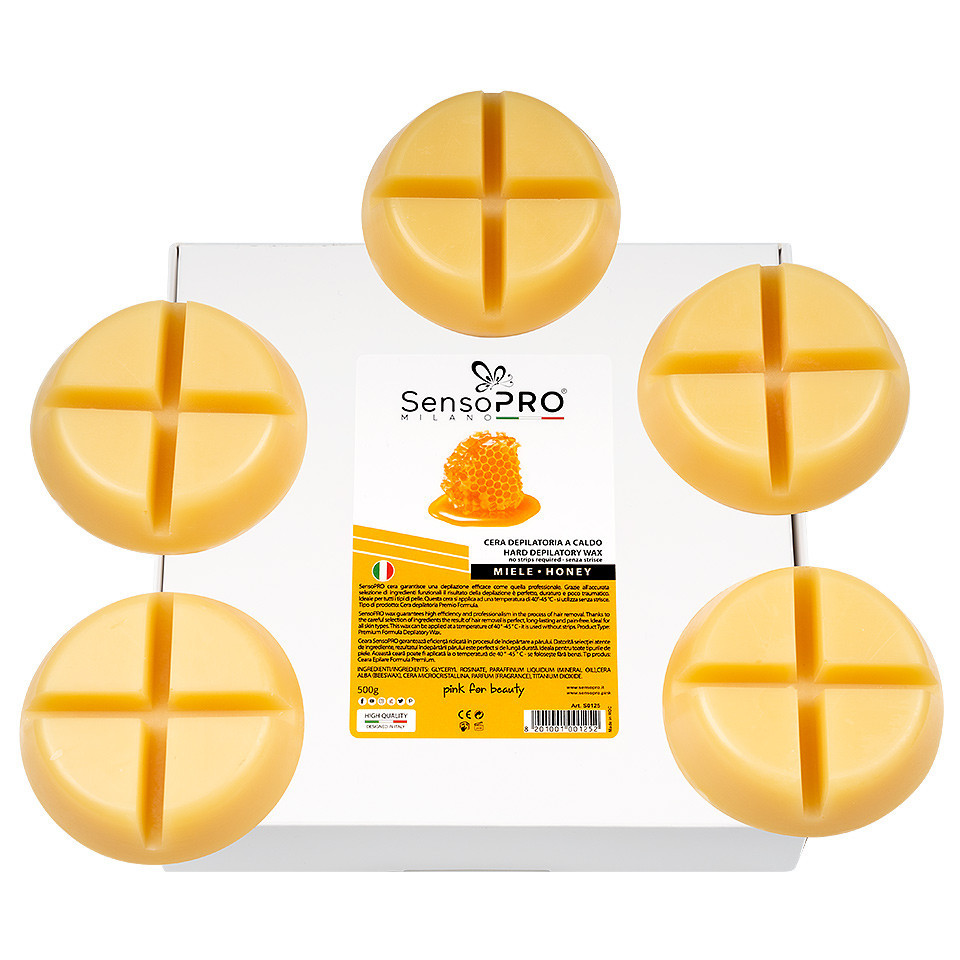 Ceara Epilat Elastica Refolosibila SensoPRO Milano Honey Hard Round Wax, 500g pensulemachiaj