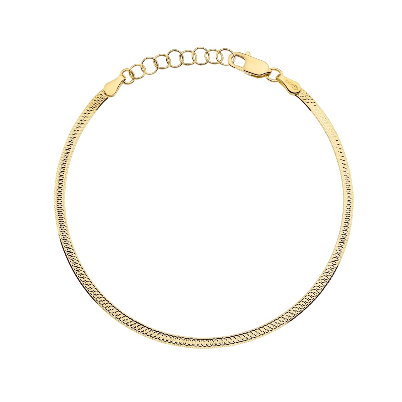 Brățară Aur 14K Diamantată 2.5mm (Greutate: 2.36, Măsură: 17+2.5 cm)