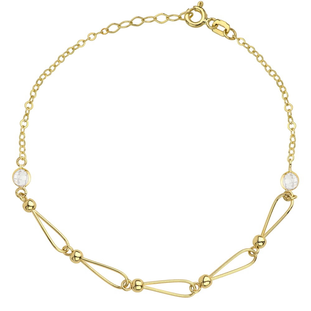 Bratara Lant cu Zale si Cristale- Aur 14k (Greutate: 1.64)