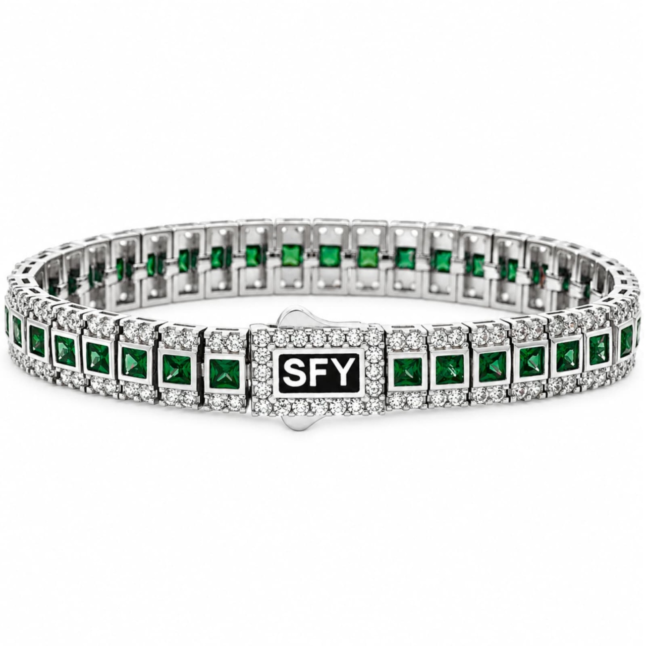 Brățară Tennis SFY din Argint 925 cu Cristale Zirconia Verzi (Lungime: 16cm)