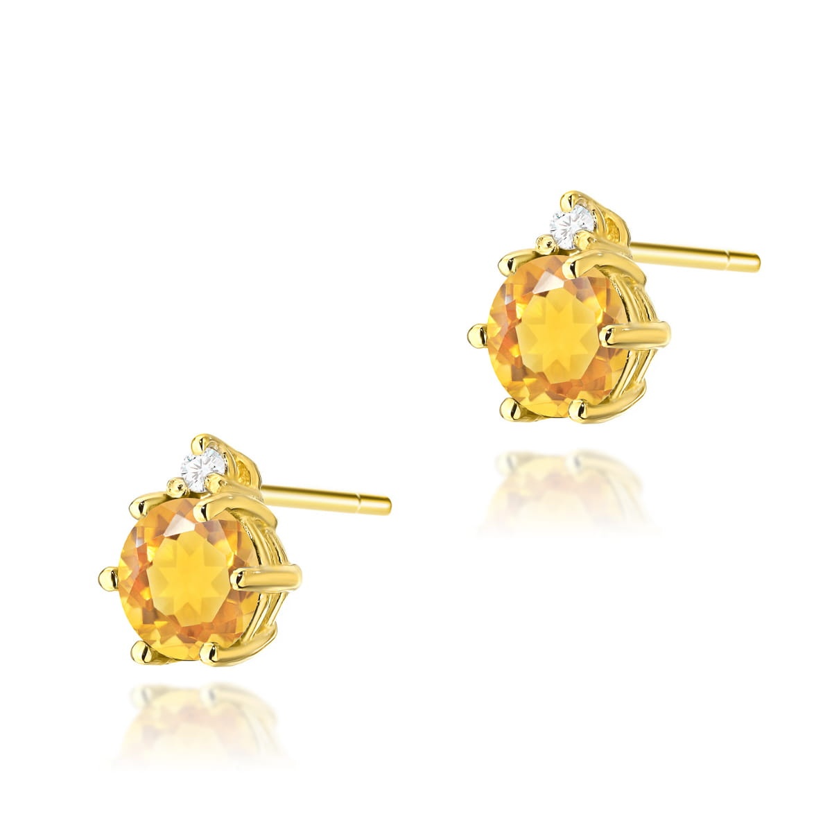 Cercei Aur 14K cu Citrin 0.50 ct si Diamante Naturale 0.03 ct (Varianta: Galben)