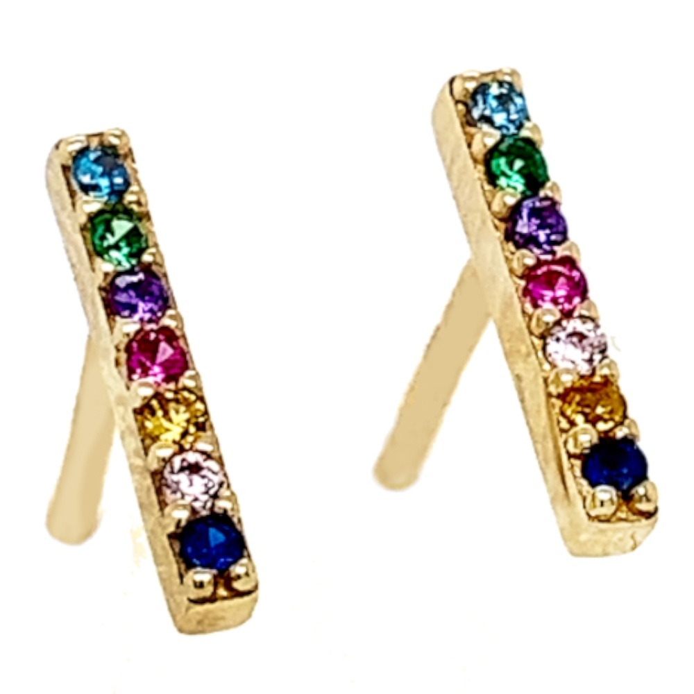 Cercei Aur 14k cu Cristale Multicolore (Greutate: 0.92)