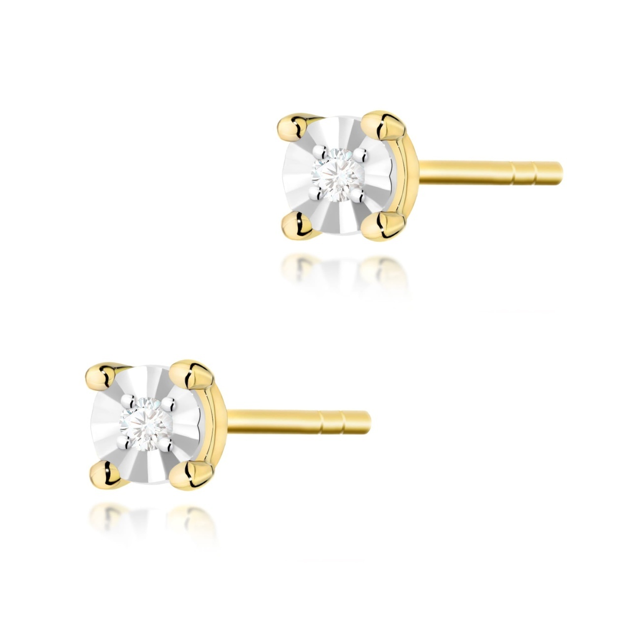 Cercei Aur 14K cu Diamant Natural 0.03 ct (Varianta: Galben)