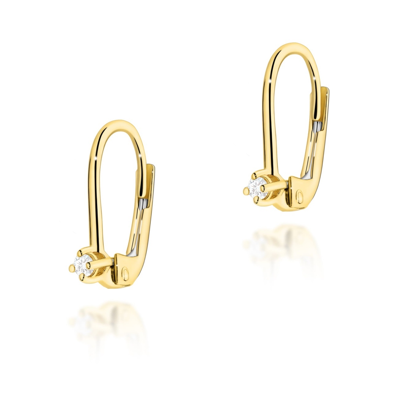 Cercei Aur 14K cu Diamant Natural 0.04 ct (Varianta: Galben)