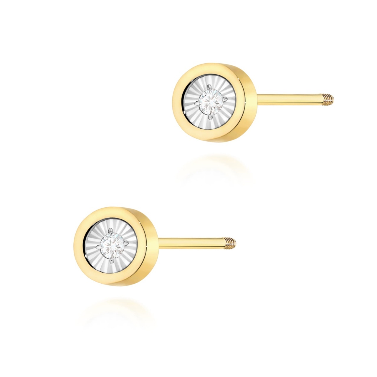 Cercei Aur 14K cu Diamant Natural 0.08 ct Filet cu Protectie (Varianta: Galben)