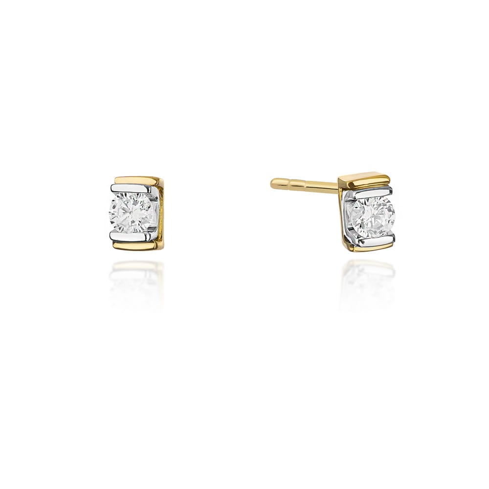 Cercei Aur 14K cu Diamant Natural 0.10 ct (Varianta: Galben)