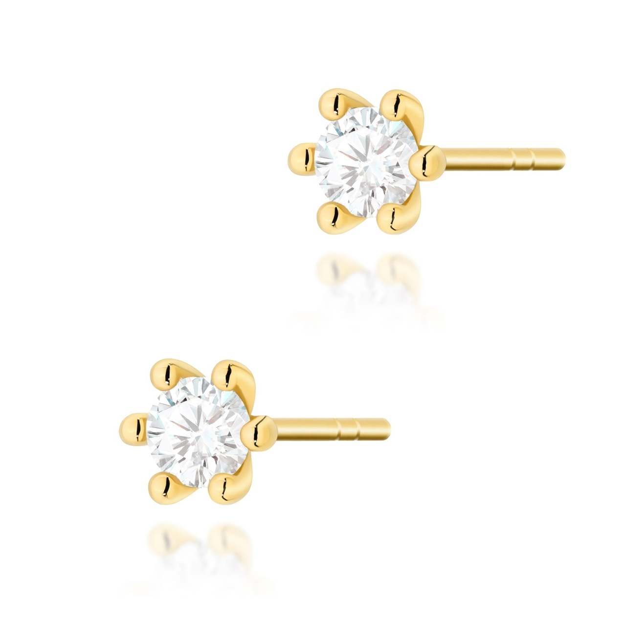 Cercei Aur 14K cu Diamant Natural 0.15 ct (Varianta: Galben)