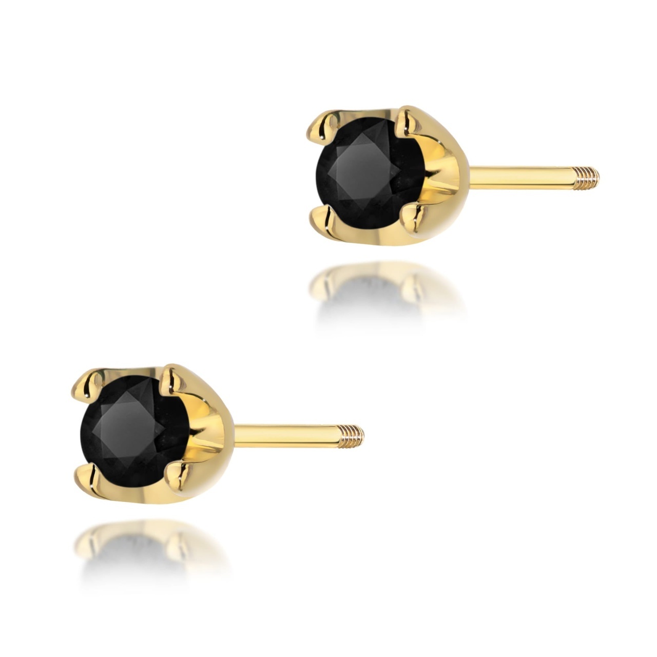 Cercei Aur 14K cu Diamant Natural Negru 0.12 ct (Varianta: Galben)