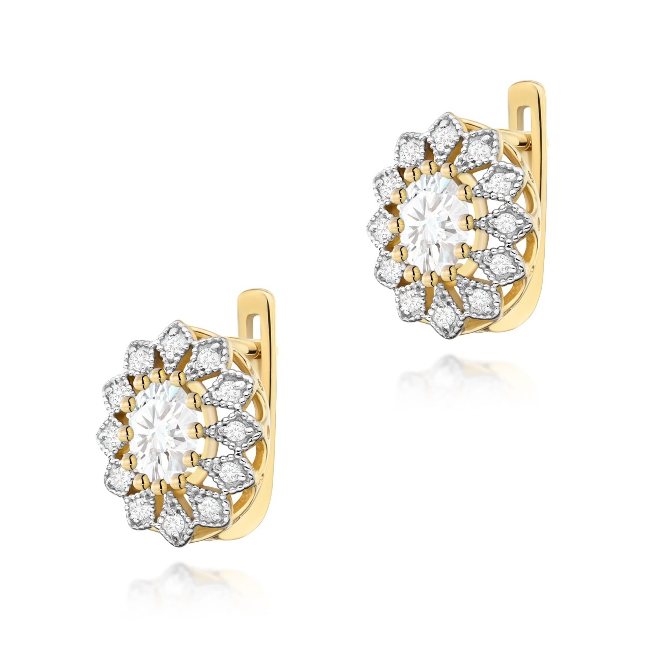 Cercei Aur 14K cu Diamante de Laborator 0.61 ct (Varianta: Galben)