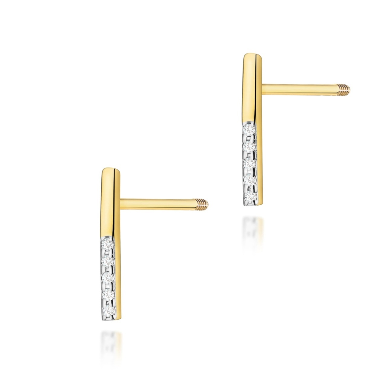 Cercei Aur 14K cu Diamante Naturale 0.05 ct Filet cu Protectie (Varianta: Galben)