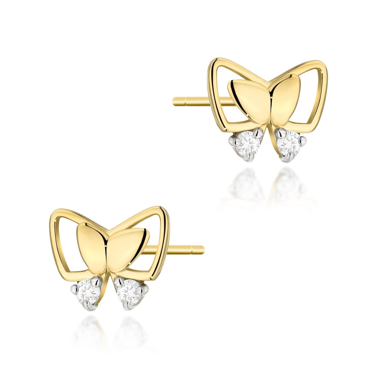 Cercei Aur 14K cu Diamante Naturale 0.08 ct (Varianta: Galben)