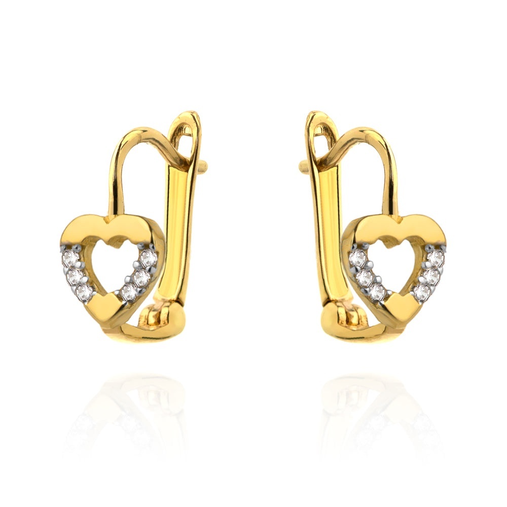 Cercei Aur 14k cu Inima si Zirconii Laterale (Greutate: 1.10)