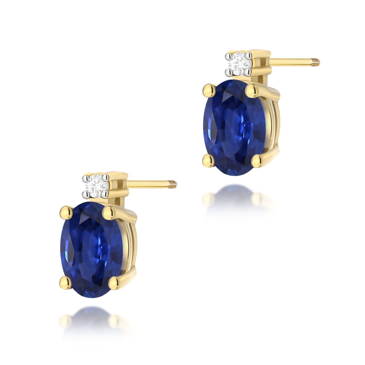 Cercei Aur 14K cu Safir 0.70 ct si Diamante Naturale 0.03 ct Filet cu Protectie (Varianta: Galben)