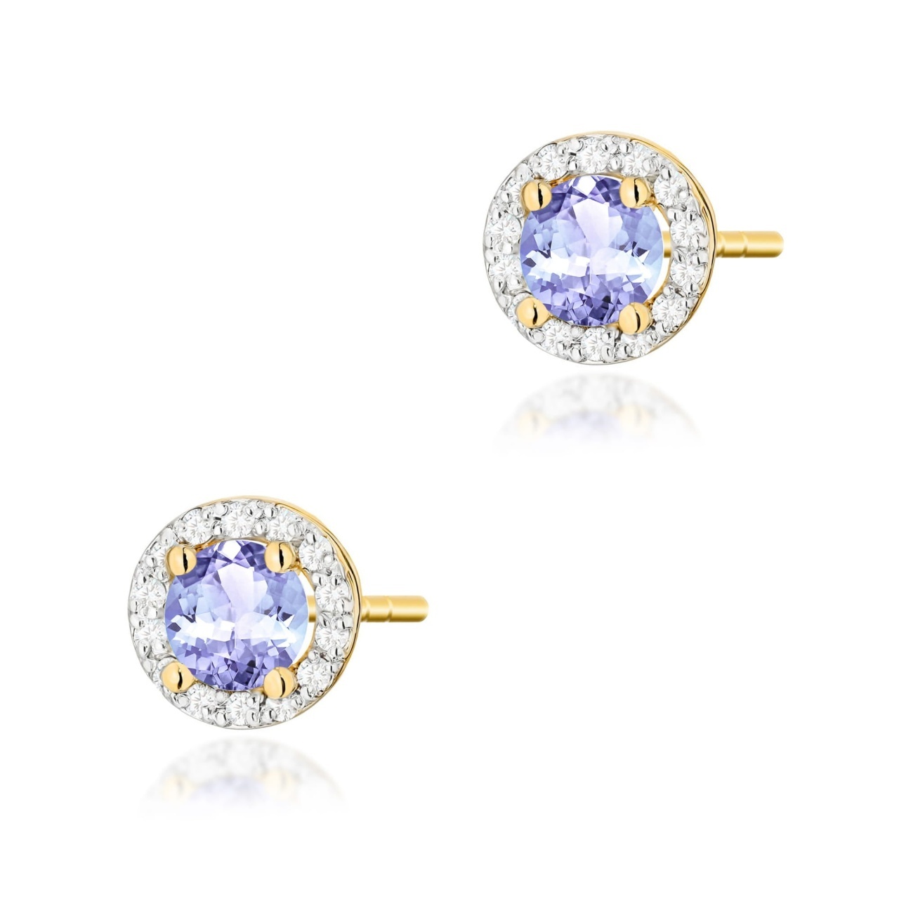 Cercei Aur 14K cu Tanzanit 0.50 ct si Diamante Naturale 0.24 ct (Varianta: Galben)