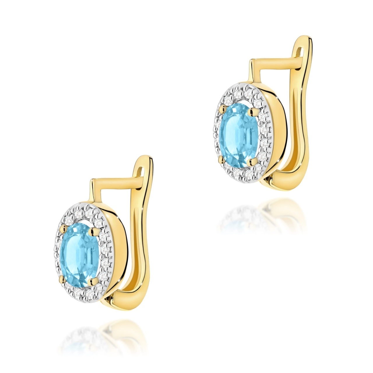 Cercei Aur 14K cu Topaz Swiss 0.50 ct si Diamante Naturale 0.16 ct (Varianta: Galben)