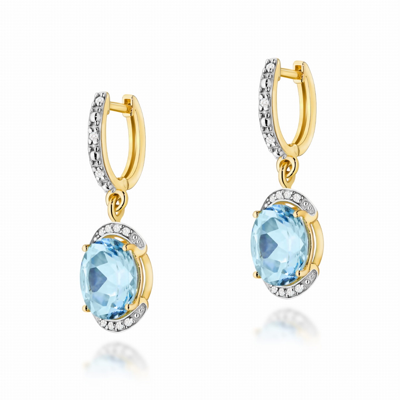 Cercei Aur 14K cu Topaz Swiss 3.00 ct si Diamante Naturale 0.13 ct (Varianta: Galben)