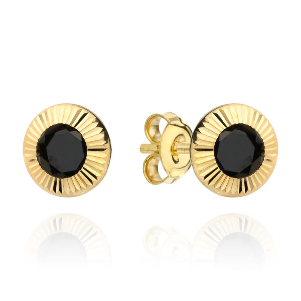 Cercei Aur 14k cu Zirconii Negre (Greutate: 0.98)