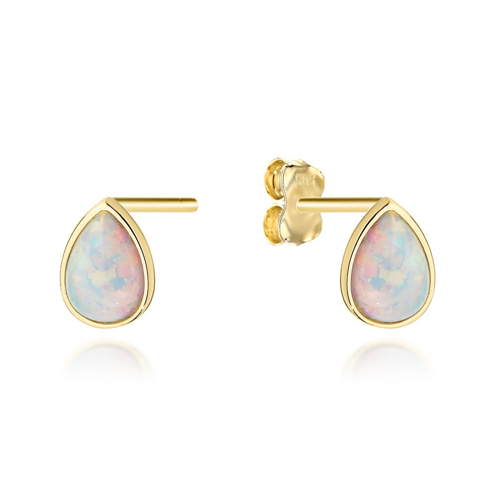 Cercei Aur 14K Model Lacrimă cu Opal (Greutate: 0.83)