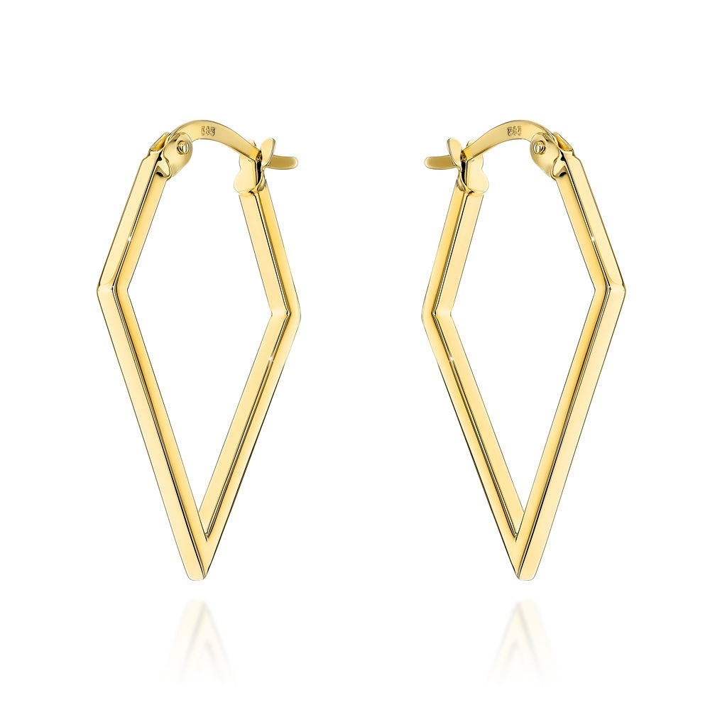 Cercei Aur 14K Romb Neted - Eleganță Clasic (Greutate: 1.16)