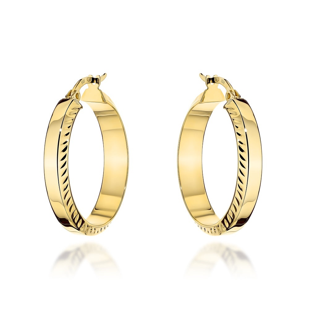 Cercei Aur 14K Rotunzi cu Margini Diamantate (Greutate: 2.80)