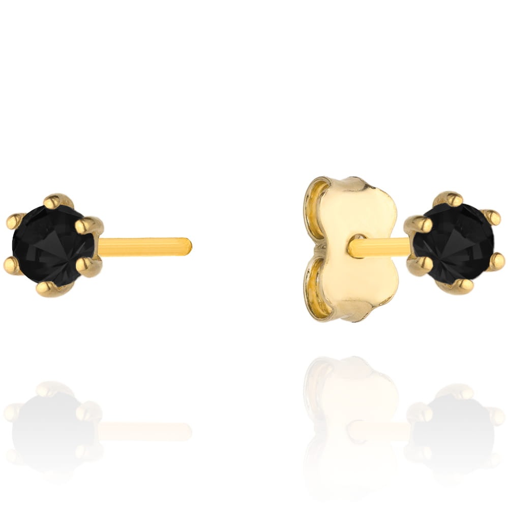 Cercei cu Zirconiu Negru - Aur 14k (Greutate: 0.60)