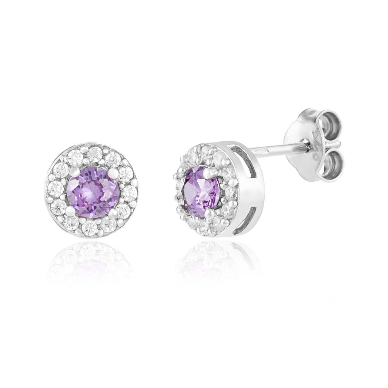 Cercei din argint 925 cu cristale Angel Collection - Purple Edition