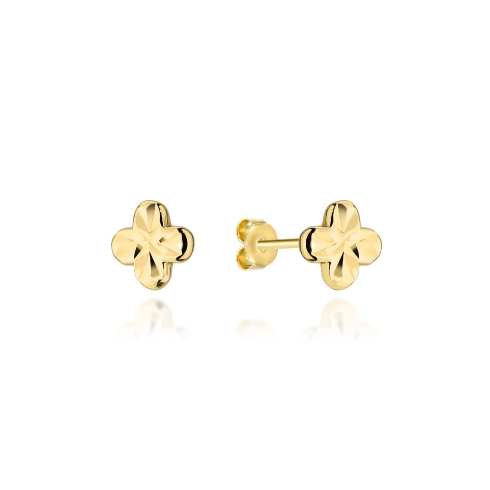 Cercei Eleganti Din Aur 14K Galben Forma Trifoi (Greutate: 0.79)