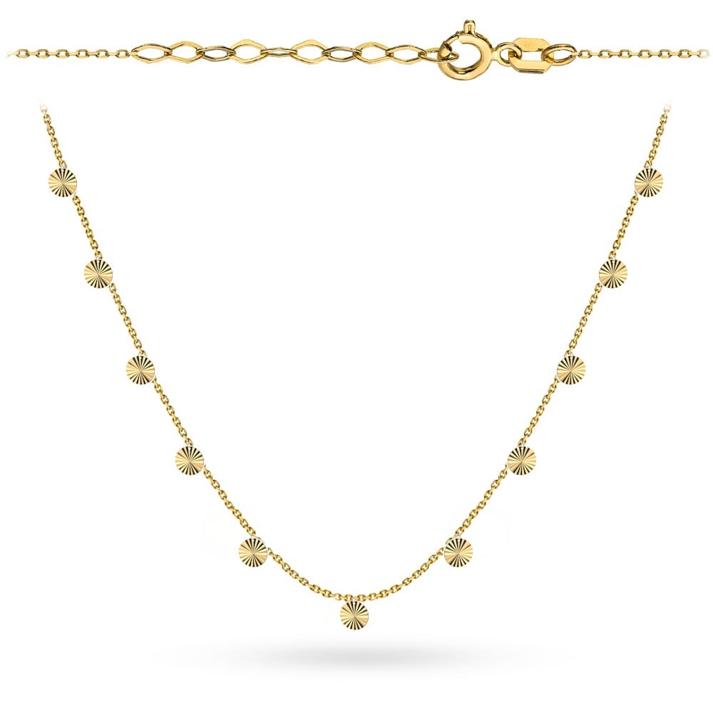 Colier Aur 14K cu Cercuri Diamantate - Eleganță Subtilă (Greutate: 1.34)